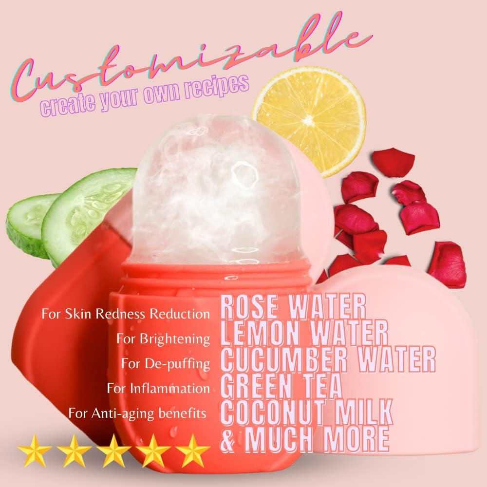 Ice Roller for Face, Eyes, and Neck – Reusable Silicone Ice Mold for De-Puffing, Skin Toning & Glowing Complexion – Reduce Puffiness, Tighten Pores, and Sculpt Your Skin