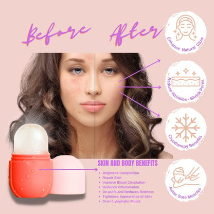 Ice Roller for Face, Eyes, and Neck – Reusable Silicone Ice Mold for De-Puffing, Skin Toning & Glowing Complexion – Reduce Puffiness, Tighten Pores, and Sculpt Your Skin