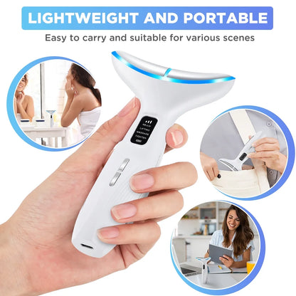 Neck Face Firming Removal Tool, Neck Beauty Device with 3 Massage Modes,Double Chin Reducer Skin Rejuvenation Neck Face Lift Beauty Device for Skin Care