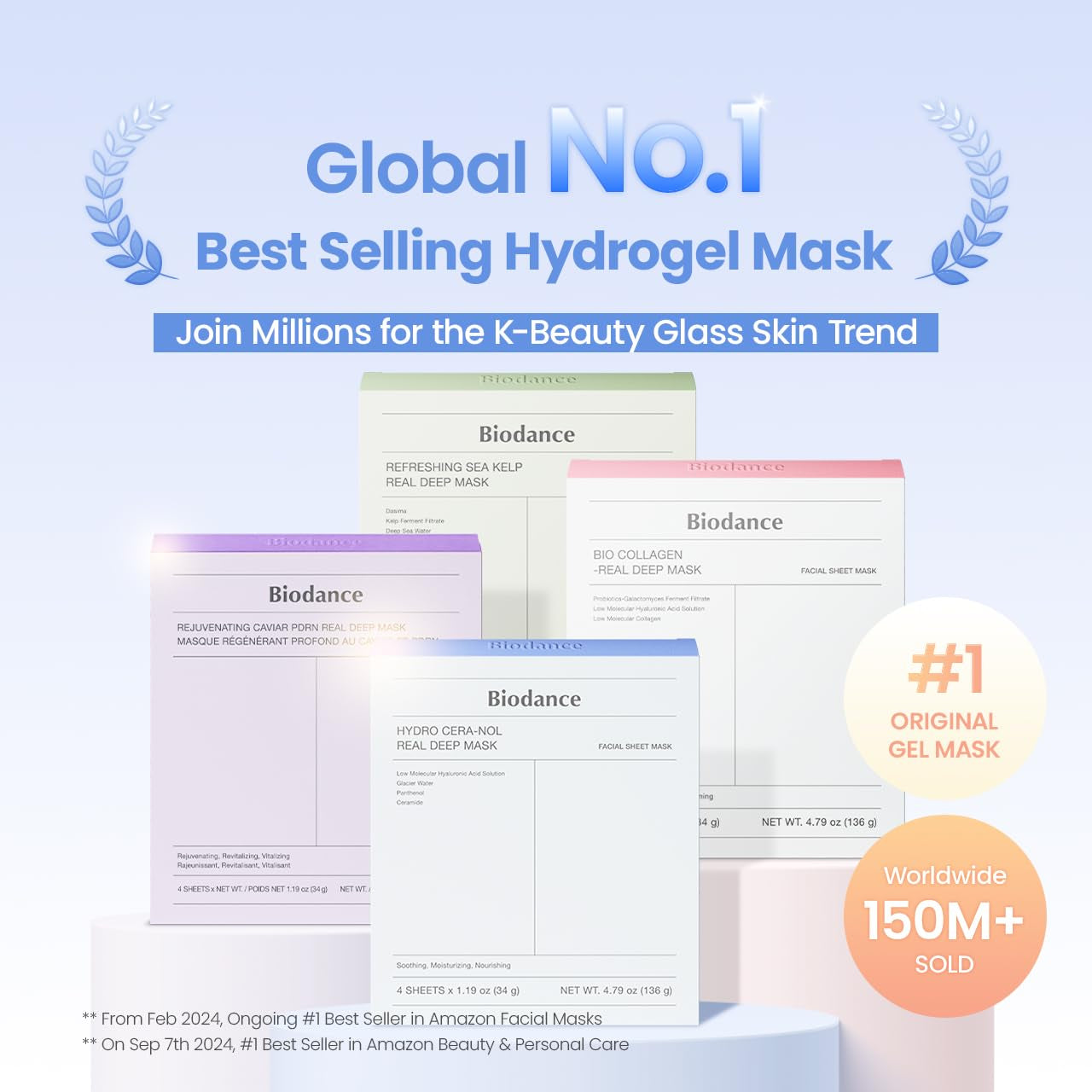 Hydro Cera-Nol Real Deep Mask, Hydrating Overnight Hydrogel Face Mask, Moisturizing, Redness Reducing, Quick Soothing, after Sun Care, Sunburn Relief, Korean Skin Care |1.19Oz(34G) X4Ea