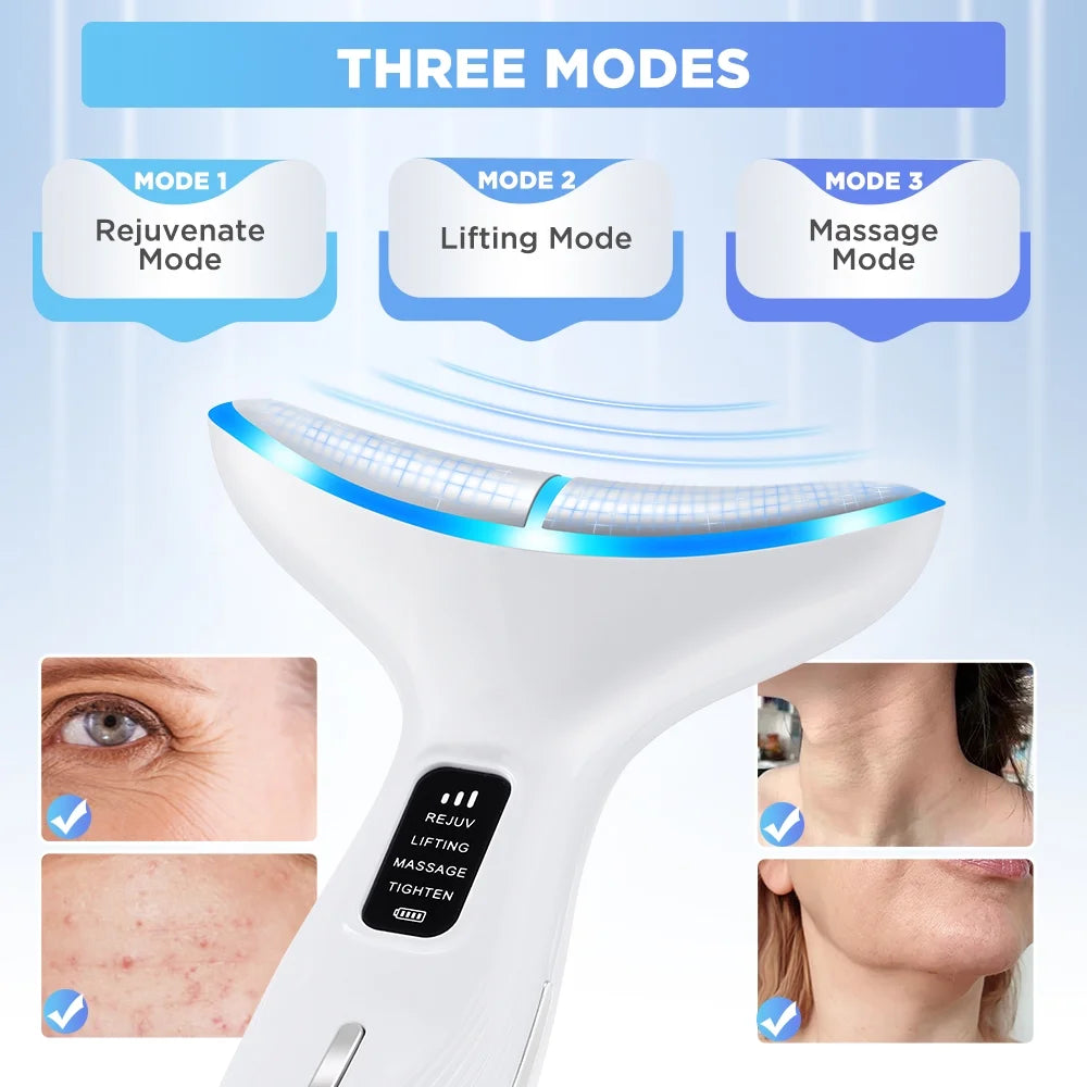 Neck Face Firming Removal Tool, Neck Beauty Device with 3 Massage Modes,Double Chin Reducer Skin Rejuvenation Neck Face Lift Beauty Device for Skin Care