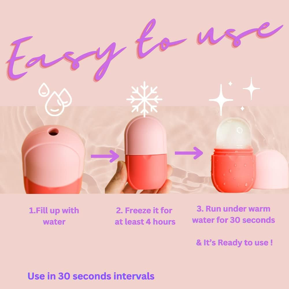 Ice Roller for Face, Eyes, and Neck – Reusable Silicone Ice Mold for De-Puffing, Skin Toning & Glowing Complexion – Reduce Puffiness, Tighten Pores, and Sculpt Your Skin
