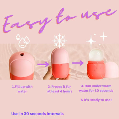Ice Roller for Face, Eyes, and Neck – Reusable Silicone Ice Mold for De-Puffing, Skin Toning & Glowing Complexion – Reduce Puffiness, Tighten Pores, and Sculpt Your Skin