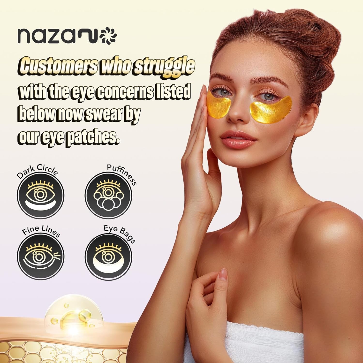 24K Gold under Eye Patches - 60 Pack Eye Masks